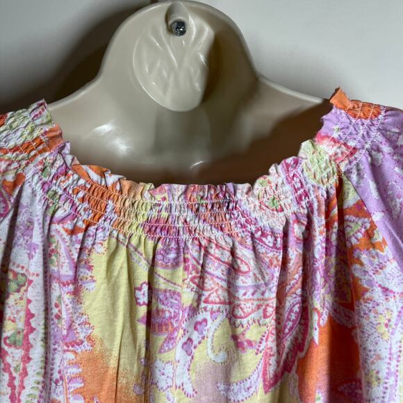 Lauren Ralph Lauren Puff Sleeve Paisley Print Peasant Blouse Pink Combo Size Med - Picture 9 of 11